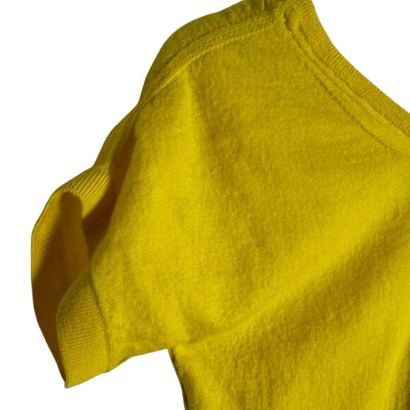Zadig & Voltaire Yellow Merino Wool Short Sleeve Scoop Neck Knit Sweater Top XS - Picture 2 of 11